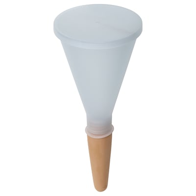 SVÄMSKOG self-watering plant insert, blue, plastic & terracotta, conical shape with lid.