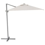 SVALÖN beige outdoor parasol, rectangular, adjustable tilt, powder-coated metal stand.