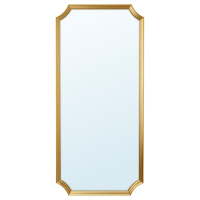 SVANSELE mirror: gold-framed, rectangular, reflective centre.