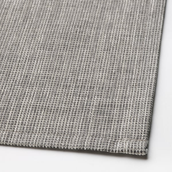 Grey woven tablecloth, finely textured, displayed flat.