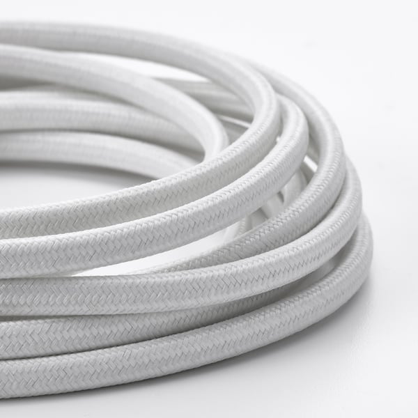 White braided power cord, durable