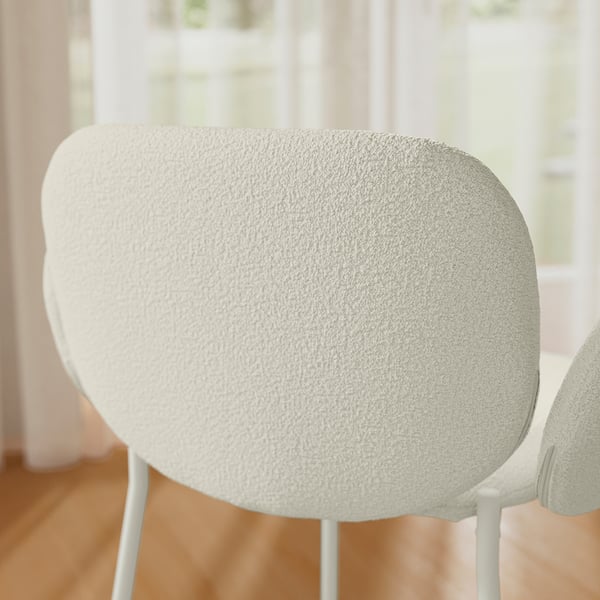 SYNTORP Bar stool with backrest, counter height white/Axvall off-white, 66 cm