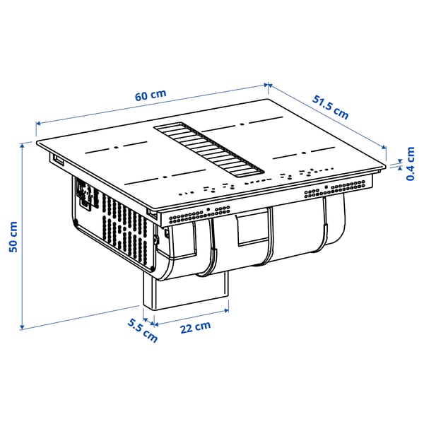 TÄCKNAN Induction hob/integrated extractor, IKEA 300 black, 60 cm