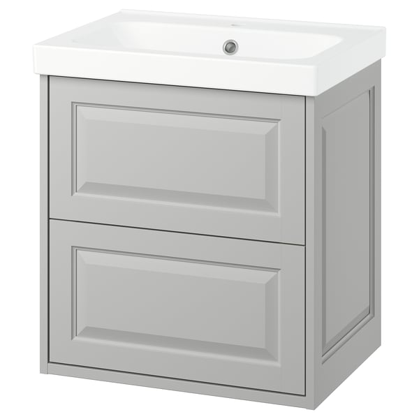 TÄNNFORSEN / ORRSJÖN Wash-stnd w drawers/wash-basin, light grey, 62x49x69 cm