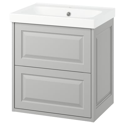 TÄNNFORSEN / ORRSJÖN Wash-stnd w drawers/wash-basin, light grey, 62x49x69 cm