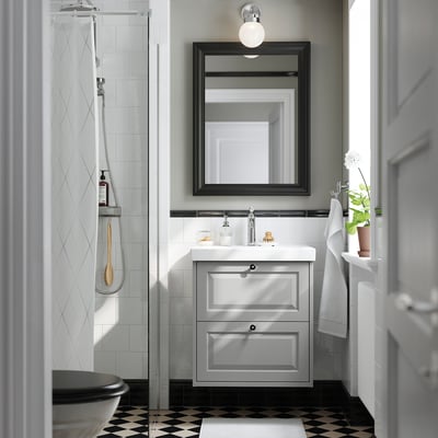TÄNNFORSEN / ORRSJÖN Wash-stnd w drawers/wash-basin, light grey, 62x49x69 cm