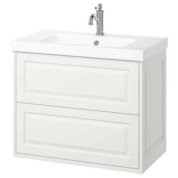 TÄNNFORSEN white bathroom cabinet, classic design with bevelled edges, 2 spacious drawers, wall-mountable.