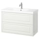 TÄNNFORSEN white wall-mounted bathroom cabinet, 2 drawers, classic design with bevelled edges.