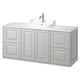 TÄNNFORSEN light grey bathroom vanity, wall-mounted, drawers, cabinets, ceramic basin, chrome faucet.