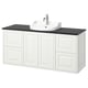 TÄNNFORSEN white vanity, classic design with black countertop, ceramic basin, chrome tap, wall-mounted.