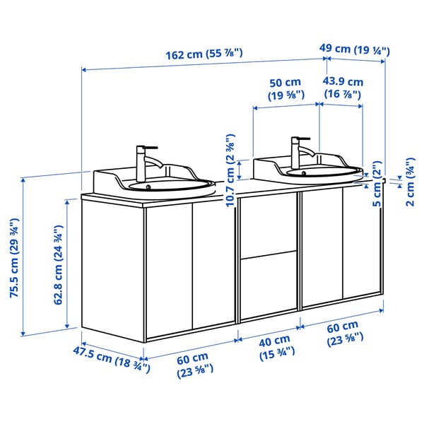 Illustration with measurements for the product: TÄNNFORSEN.
