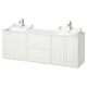 TÄNNFORSEN white double sink vanity, classic design, wall-mounted, ceramic basins.