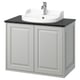 TÄNNFORSEN white vanity, marble counter, bowl sink, wall-mount, soft grey.