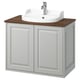 TÄNNFORSEN vanilla sink cabinet: wall-mounted, light grey, wooden top, ceramic basin, two doors.