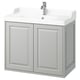 TÄNNFORSEN vanity, light grey, wall-mounted, bevelled edges, ceramic sink, chrome faucet.