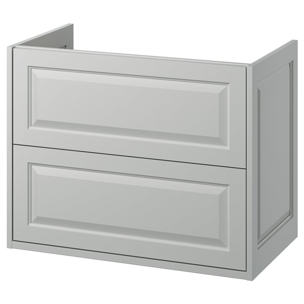Light grey TÄNNFORSEN vanity with bevelled drawers, wall-mountable, classic style.