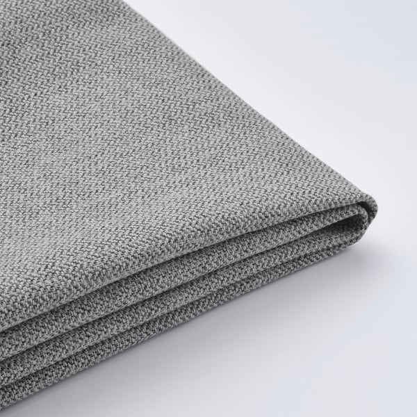 Folded grey fabric, neatly pressed with visible texture, likely high quality, displayed on plain surface.
