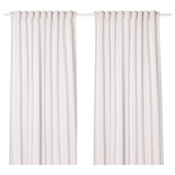 TIBAST white curtain set - cotton, solid colour, rod pocket, 84 x 50, letting light through, privacy.