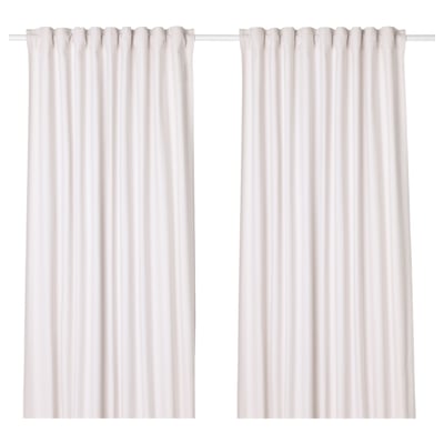 TIBAST white curtain set - cotton, solid colour, rod pocket, 84 x 50, letting light through, privacy.
