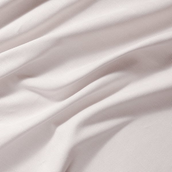 Notched light pink fabric, crease-free, sheer, hangs softly. Ideal for windows.