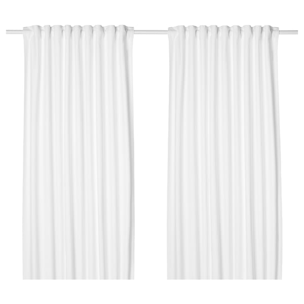 TIBAST white curtains, solid colour, cotton material, simple design, rod pocket heading.