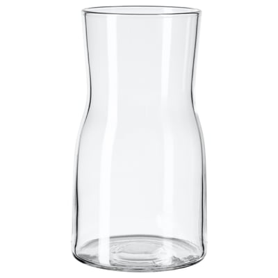 TIDVATTEN clear glass vase, curved shape, simple design.