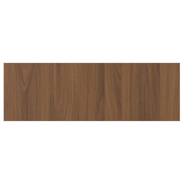 Walnut-finished wooden panel, rectangular, smooth, modern design.