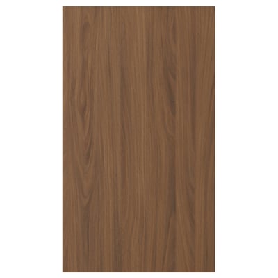 A TISTORP door front with a walnut finish, smooth texture, and classic design. Rectangular, made of particleboard with plastic edging.