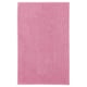 Pink TOFTBO bath mat, featuring cloud-like softness, quick-drying microfiber, and a rectangular shape with a textured surface.