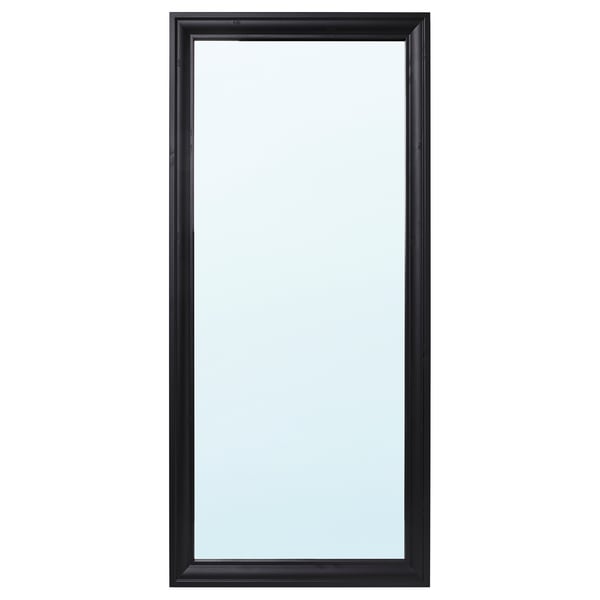 Toftby mirror: large, vertical, black-framed, full-length, with moulded edges.