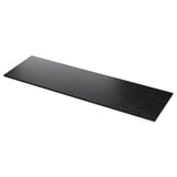Black marble-look TOLKEN countertop. Rectangular, smooth surface, fiberboard core.