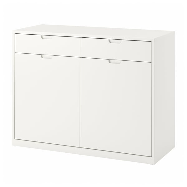 White TONSTAD sideboard with 2 drawers and 2 cabinets, sleek modern design.