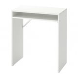 TORALD white desk, sleek & minimal, melamine & particleboard, open back for cable management.