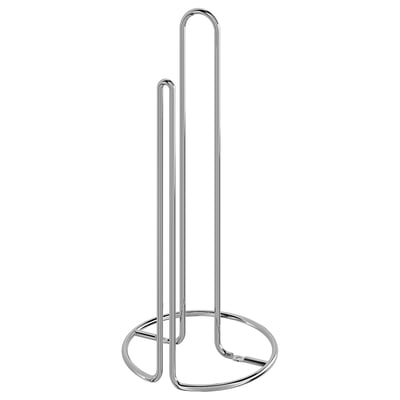 A TORKAD chrome kitchen roll holder. Its sleek, metallic, and wall-mountable.