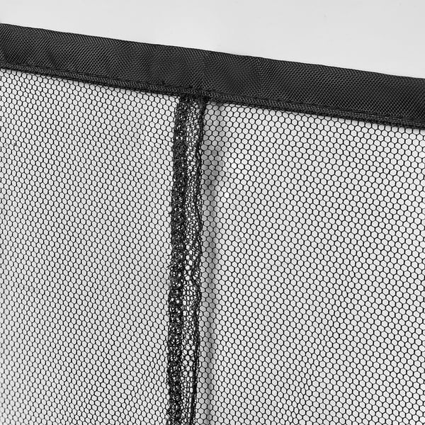 Black mesh net with sturdy edges, reinforced seams, and visible zip, designed for attaching to a parasol.