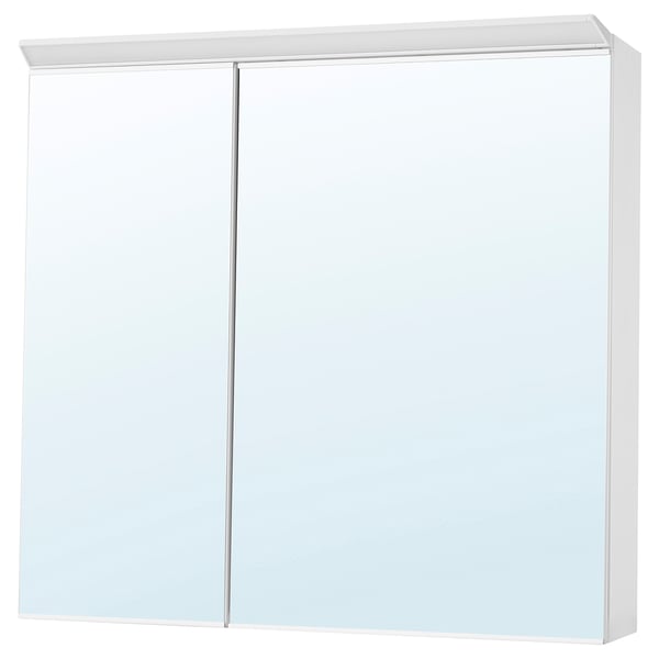 TREASJÖN mirror cabinet, white, rectangular, sleek design, wall-mounted, led lit.