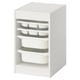 A white TROFAST storage unit with multiple trays and containers for organised storage.
