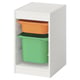 TROFAST colourful kids storage unit with orange and green bins, rectangular shape, white and bright colours design.