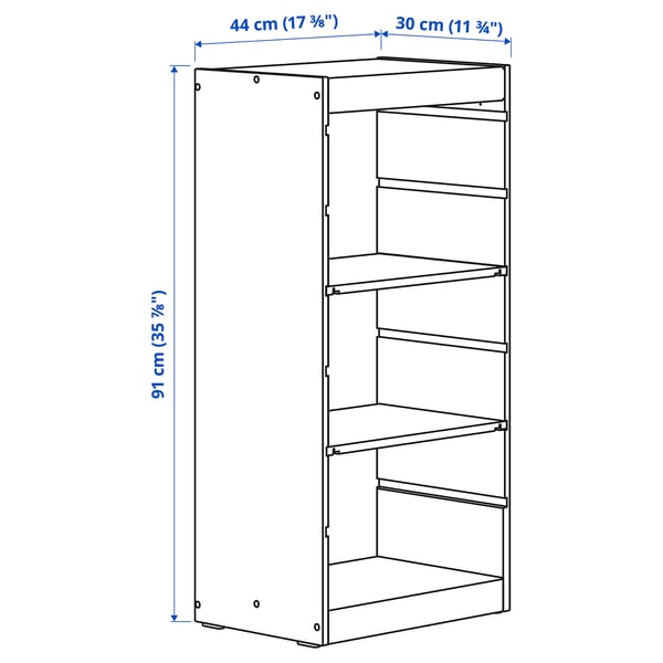 Illustration with measurements for the product: TROFAST.