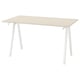 TROTTEN beige desk with white a-leg design, durable particle board top, perfect for small spaces.