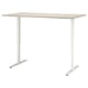 Trotton adjustable sit-stand table in light beige with white legs.