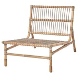 TVARÖ chair, natural rattan, light brown. Hand-woven, outdoor lounge style, low seat, modular.