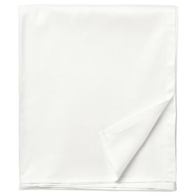 White ULLVIDE fitted sheet, rectangular, made of breathable cotton and lyocell blend, designed for beds 160-180 cm wide.