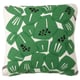 Underbloomma square cushion, green/white, jute-cotton, leafy design.