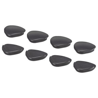 Eight dark brown corner bumpers, teardrop-shaped, made of eva plastic, protect sharp edges safely.