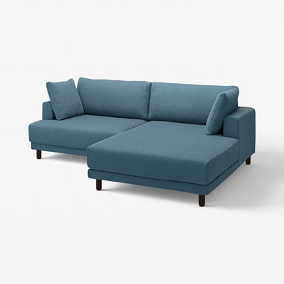 Blue UPPÅKRA sectional sofa with deep cushions, wooden legs, and modern design.