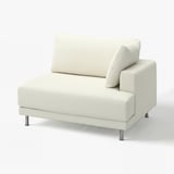 An UPPÅKRA chair in cream colour, with a bouclé fabric and sleek, minimalist design.