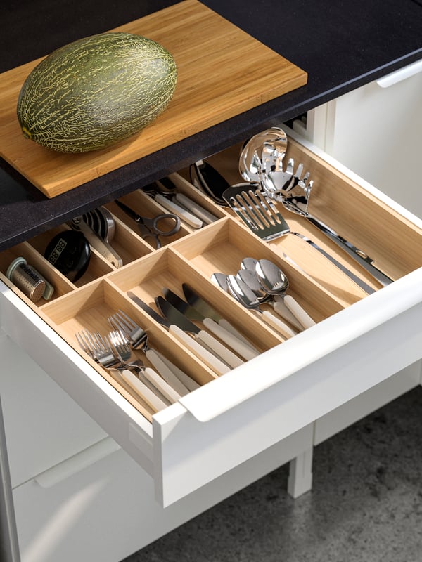 UPPDATERA Cutlery tray, light bamboo, 52x50 cm