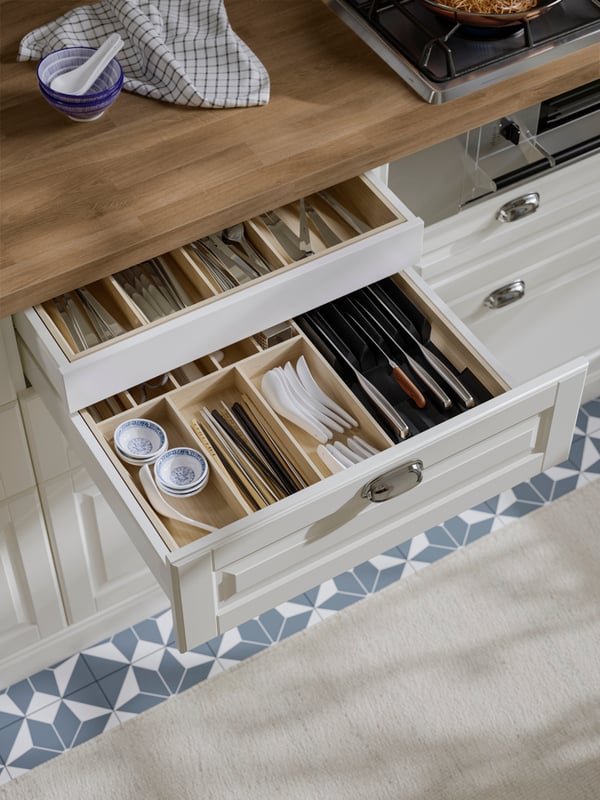 UPPDATERA Cutlery tray, light bamboo, 52x50 cm