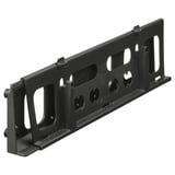 Black UPPDATERA recycled guide rail for under-sink storage with multiple slots.